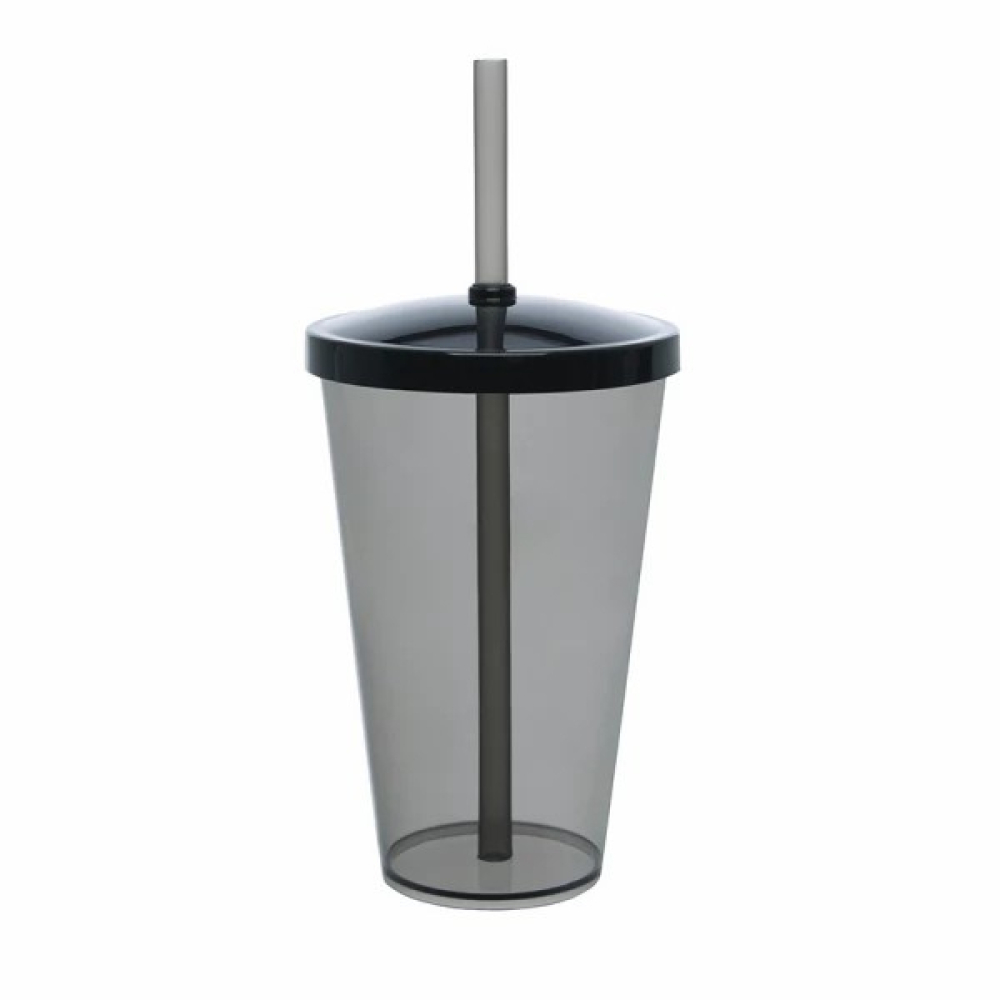 Copo Acrílico liso 550ml com Tampa e Canudo-PL-4010