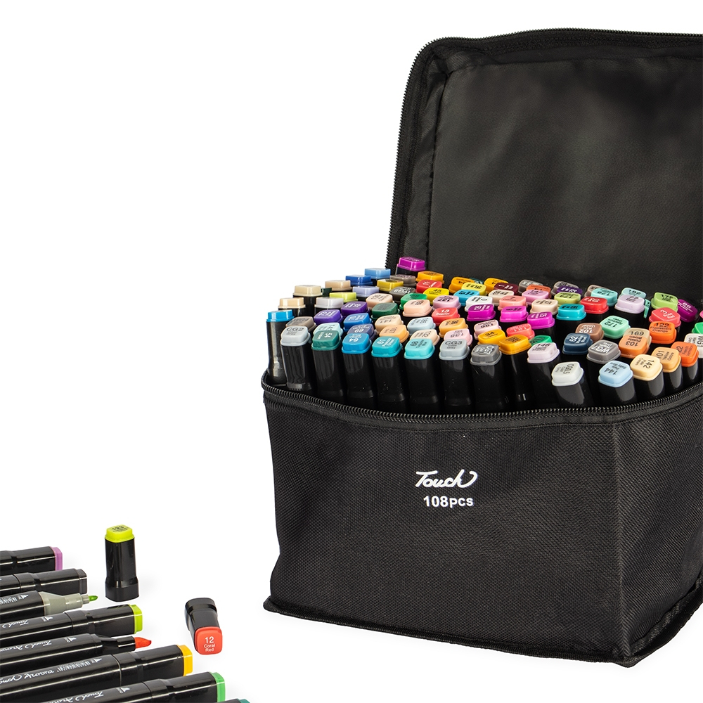 Kit Canetas Marcadoras Pontas Duplas 108 Cores-08329-108