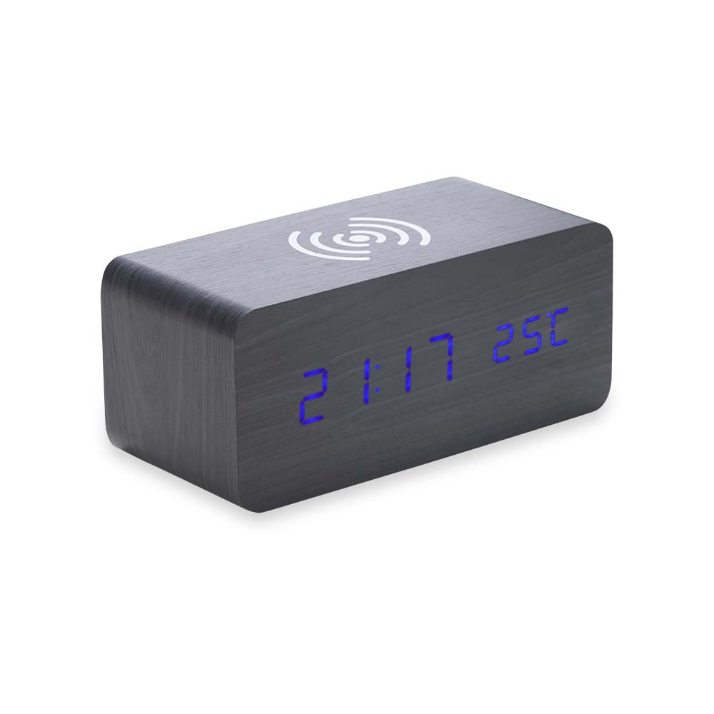 Relógio de Madeira com Carregamento por Indução-04358