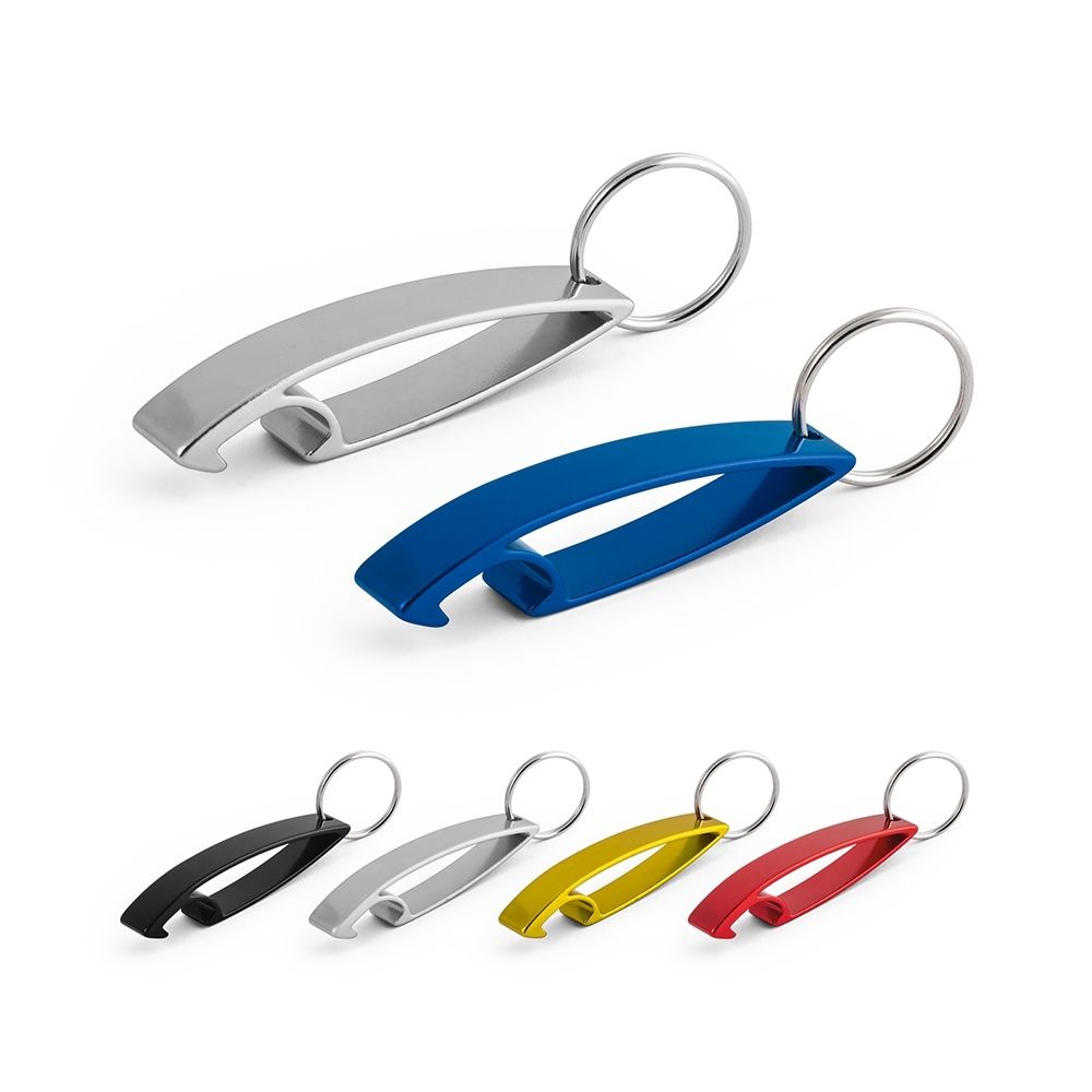 Chaveiro de Alumínio Com abridor de garrafas.