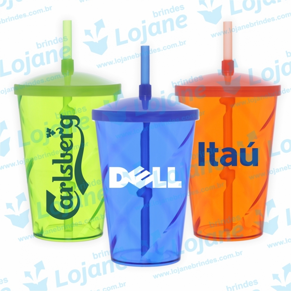 Copo Acrílico 700ml Tornado com Tampa e Canudo