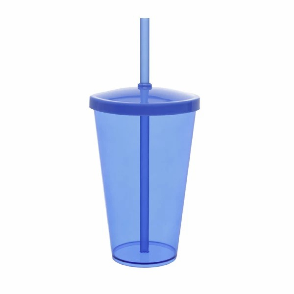 Copo Acrílico liso 550ml com Tampa e Canudo