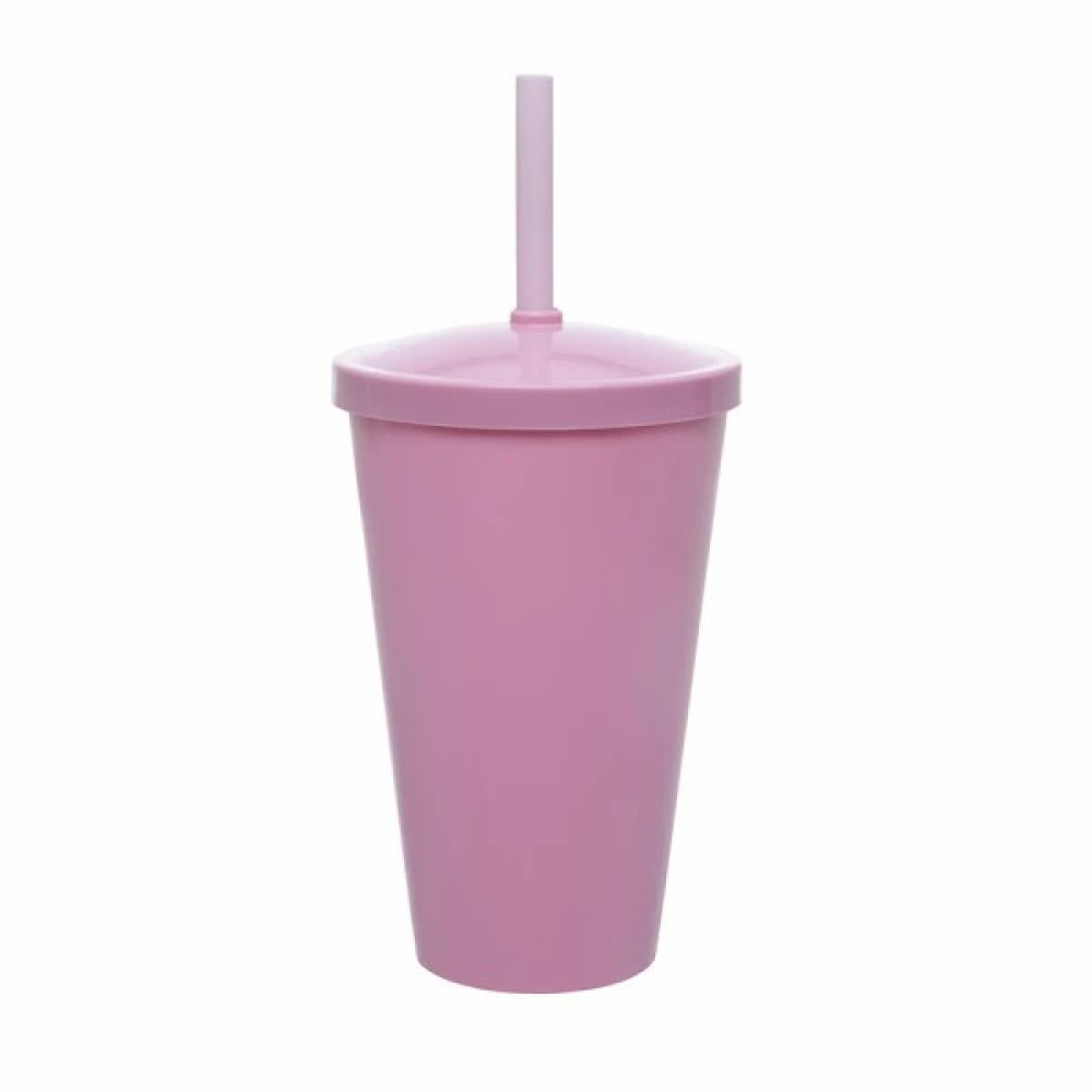Copo Acrílico liso 550ml com Tampa e Canudo