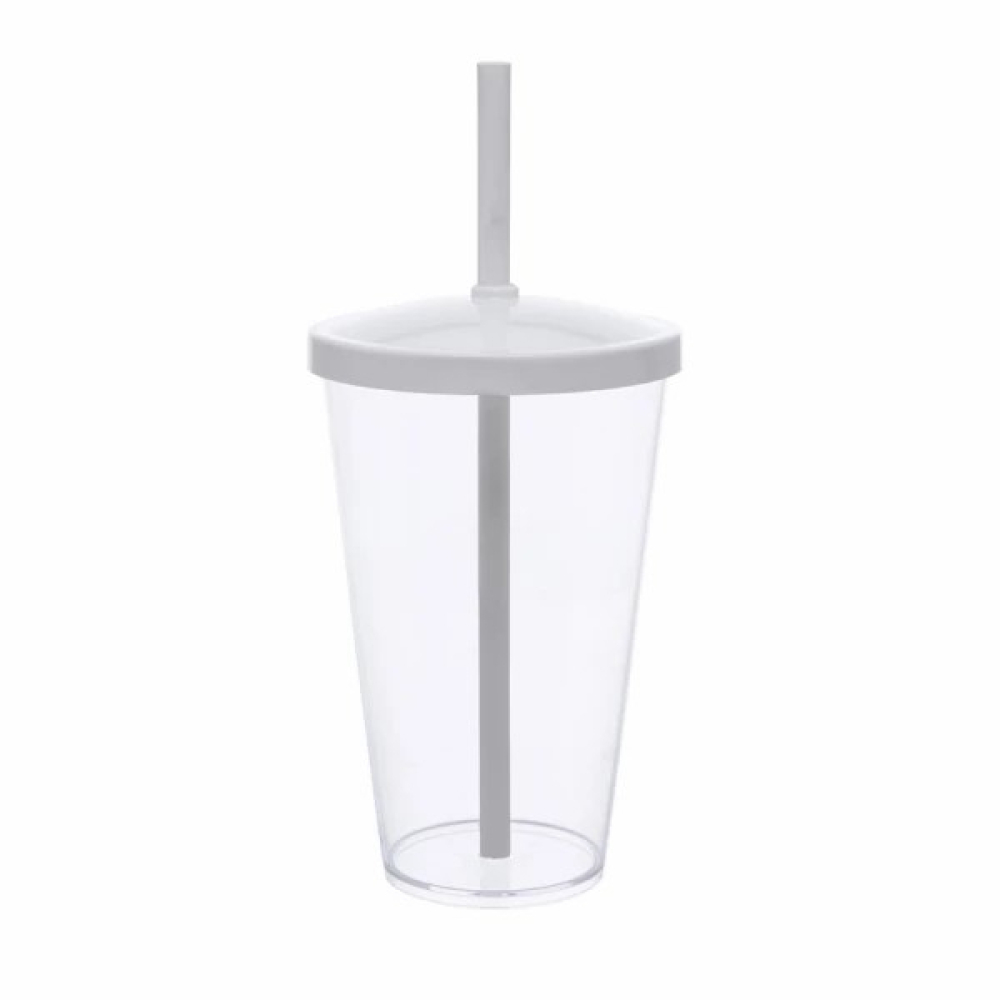 Copo Acrílico liso 550ml com Tampa e Canudo