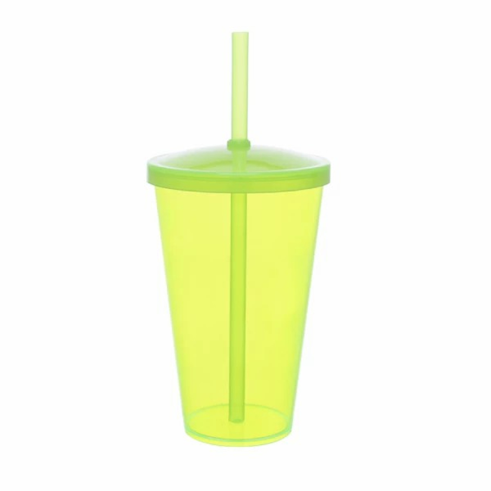 Copo Acrílico liso 550ml com Tampa e Canudo