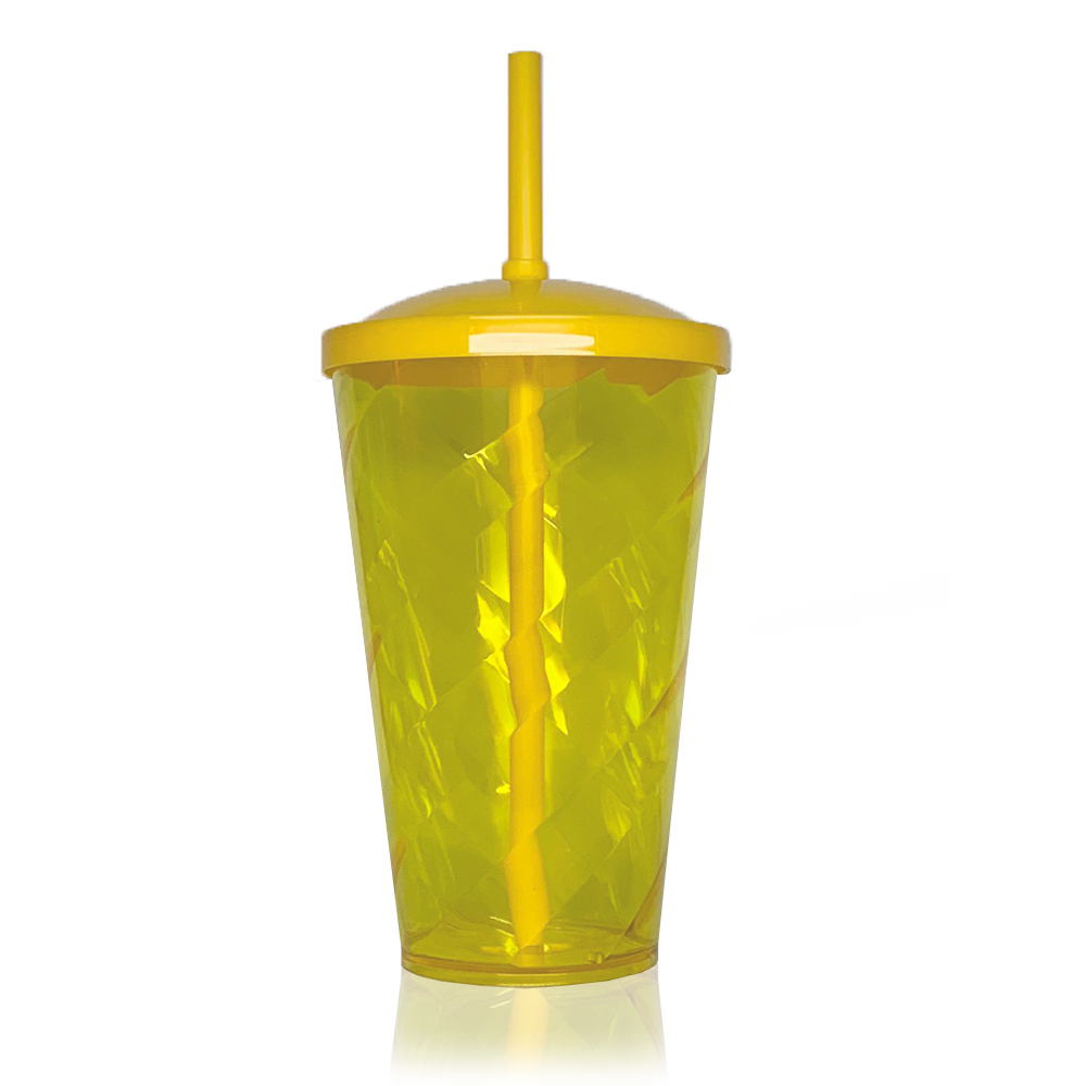 Copo Acrílico Tornado 550ml com Tampa e Canudo