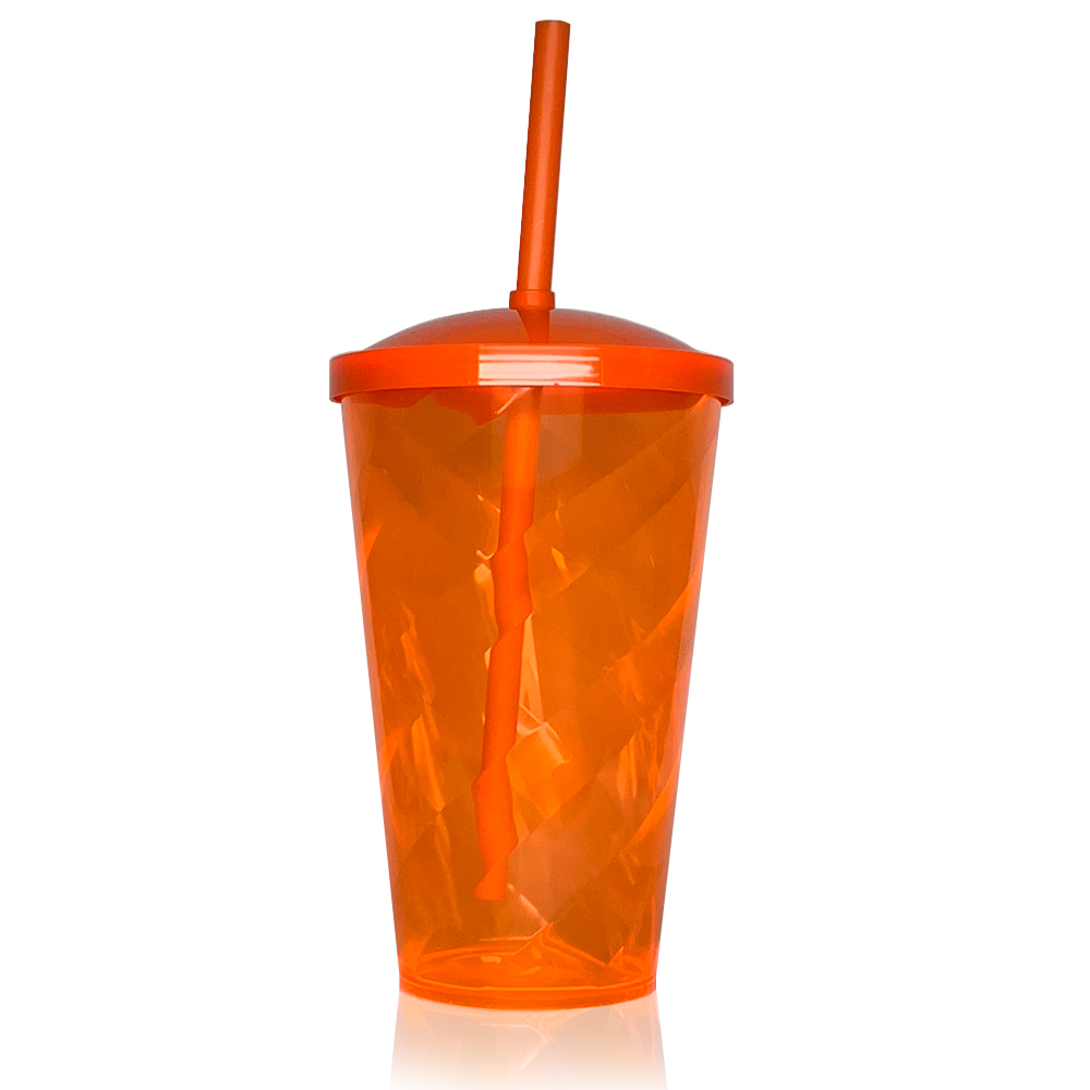 Copo Acrílico Tornado 550ml com Tampa e Canudo