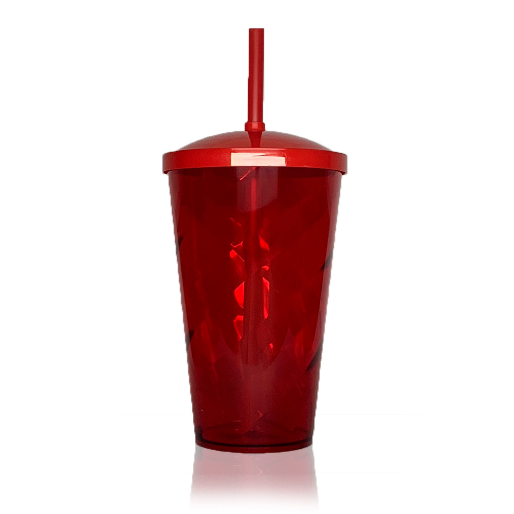Copo Acrílico Tornado 550ml com Tampa e Canudo