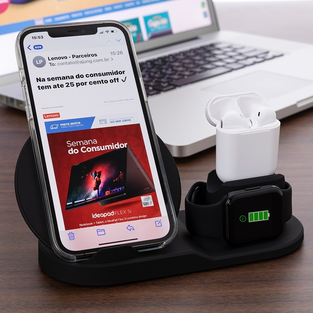 Estação de Carregamento Rápido 3 em 1