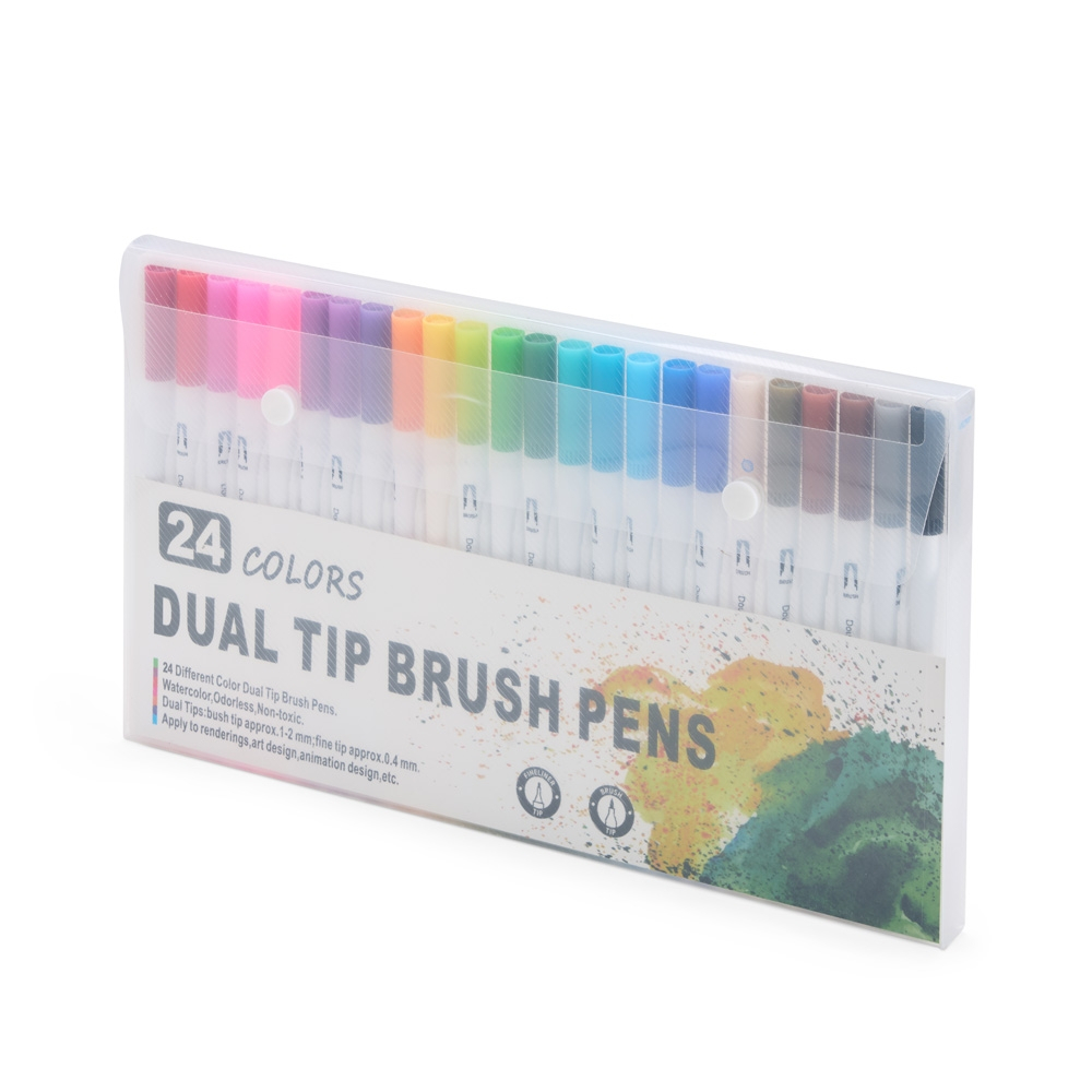 Kit Canetinhas Ponta Dupla Com 24 Cores