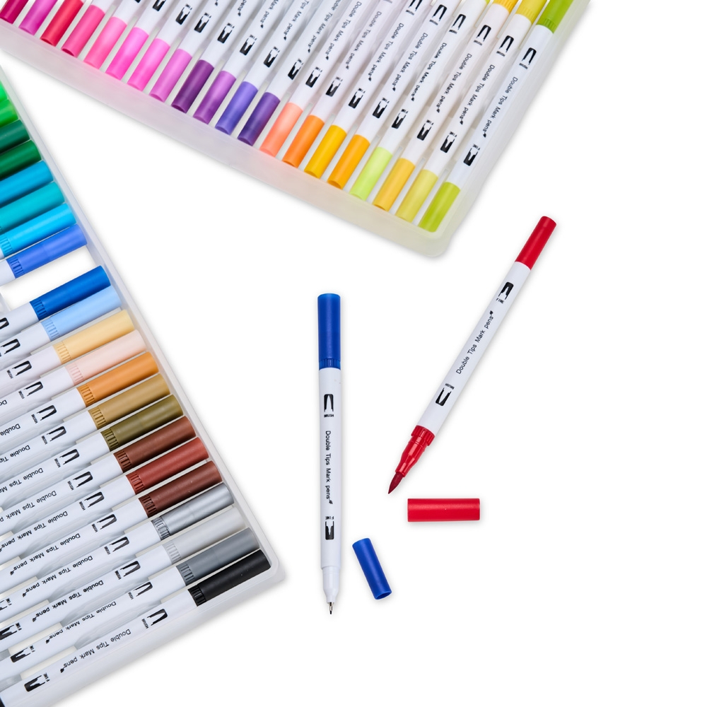 Kit Canetinhas Ponta Dupla Com 48 Cores