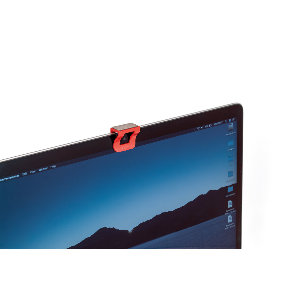 Protetor de webcam em formato clip com limpador de tela
