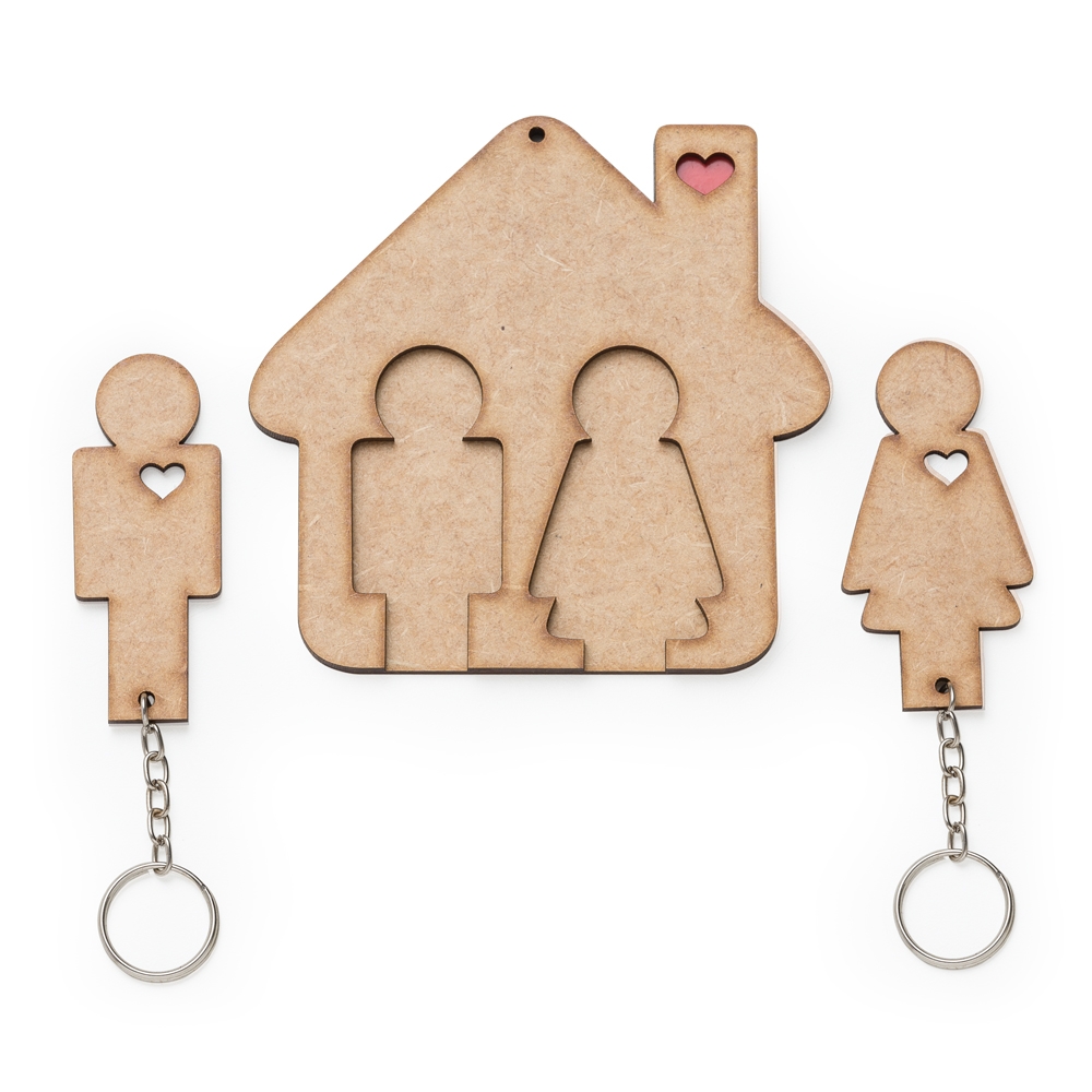 Porta Chaves Casinha com Chaveiro Formato Casal