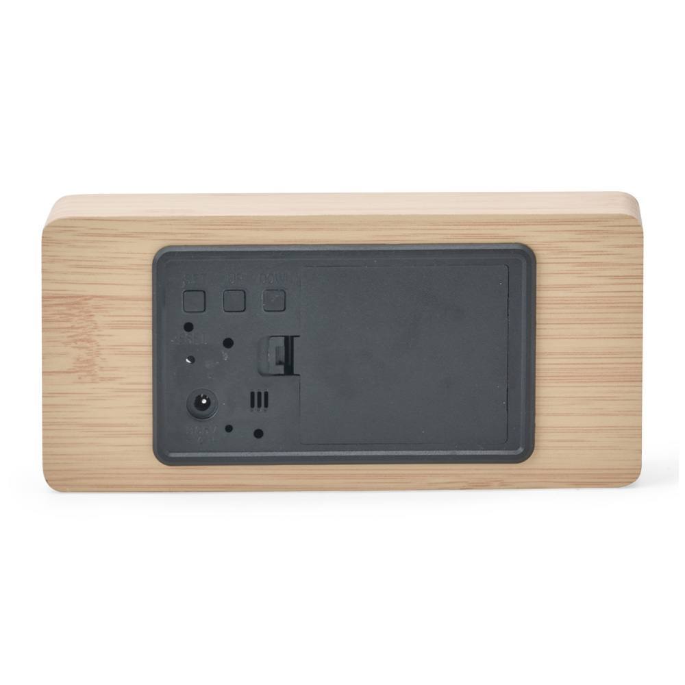 Relógio Despertador de Madeira Com Painel LED