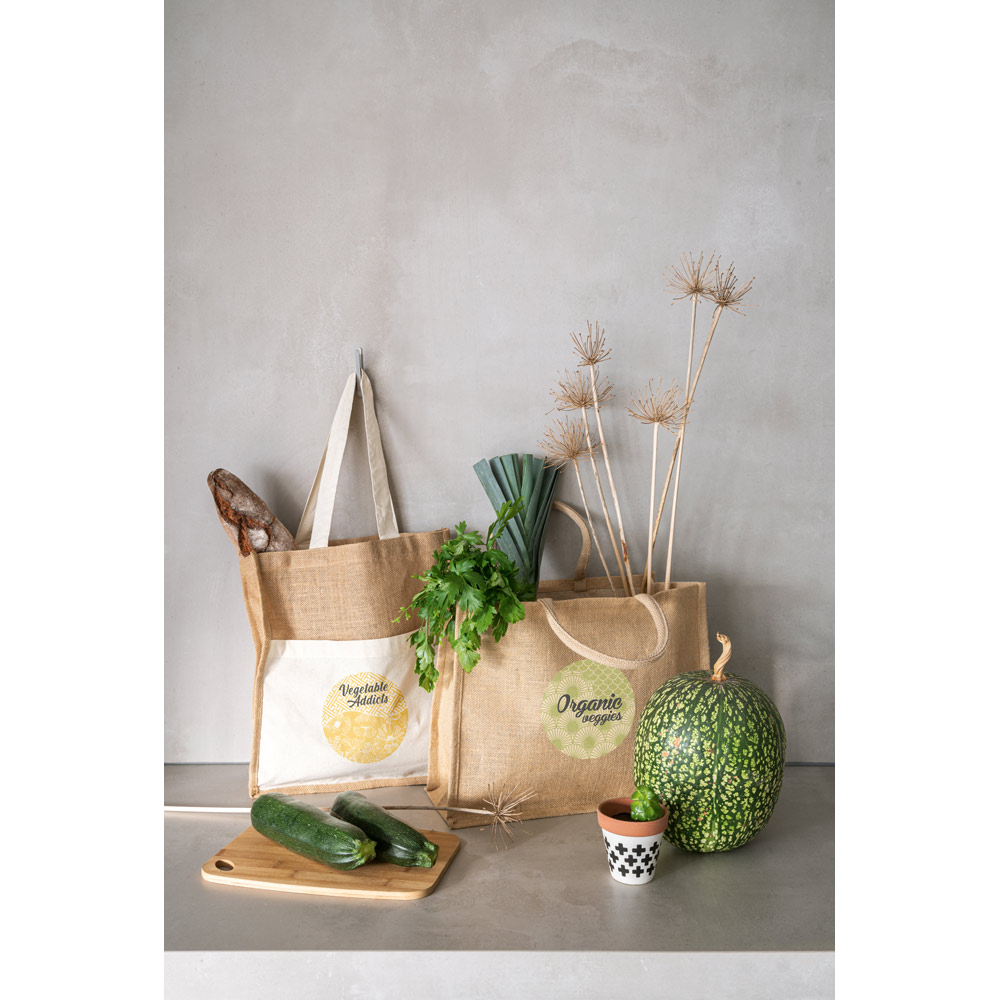 Sacola em juta alças curtas 