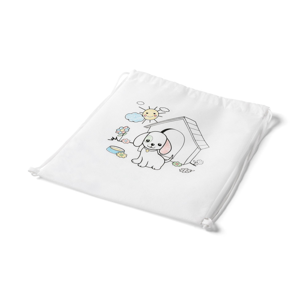 Sacola tipo mochila para colorir em non-woven